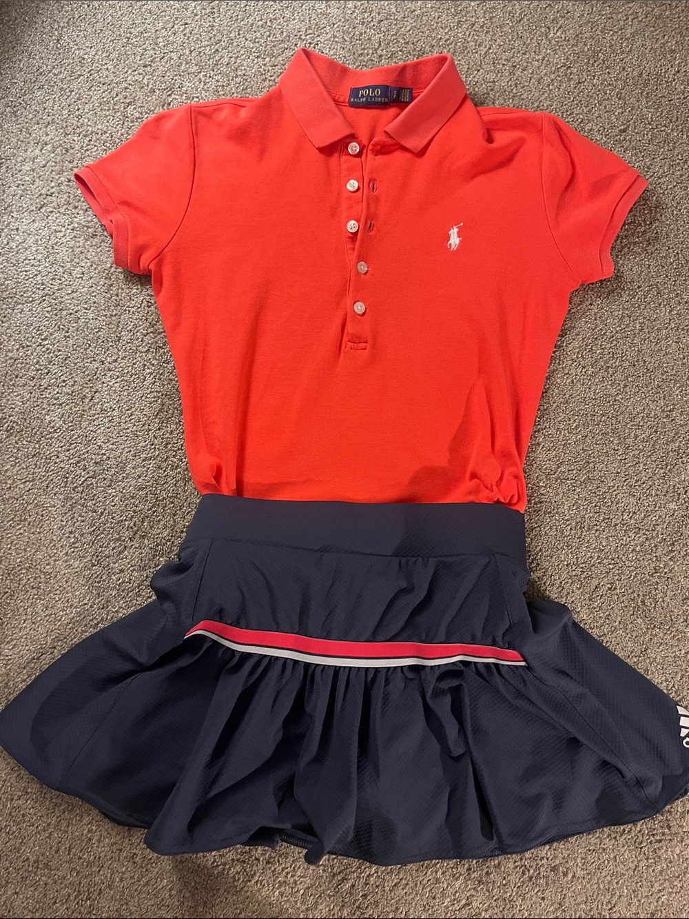 Adidas szS Navy Coral White Uber Ruffled Tennis Skirt/Skort EXCELLENT Like New